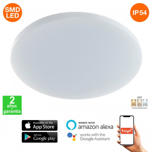 Plafón Led CCT SmartHome RainBow 24W 2400Lm IP54 Wifi App Serie Eco