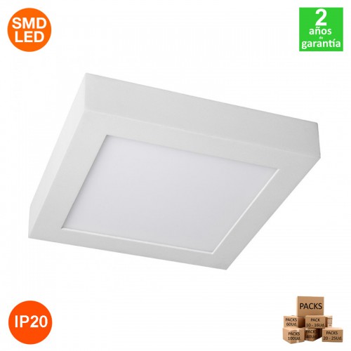 Plafón Led Slim Cuadrado 12W 1160Lm Serie ECO Disponible en unidades y Pack