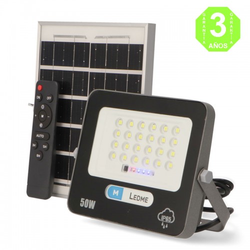 Foco Proyector LED SOLAR Milán 50W IP65 Sensor + Control Remoto + Panel [AL6501LM]