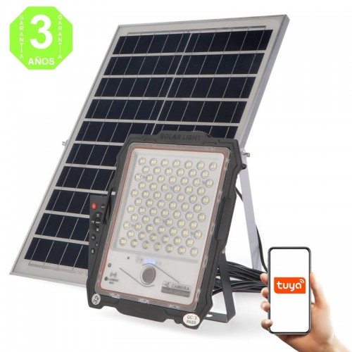 Foco Proyector LED SOLAR con Cámara Jeff 100W Sensor + Control Remoto + App + Wifi [AL6591LM]