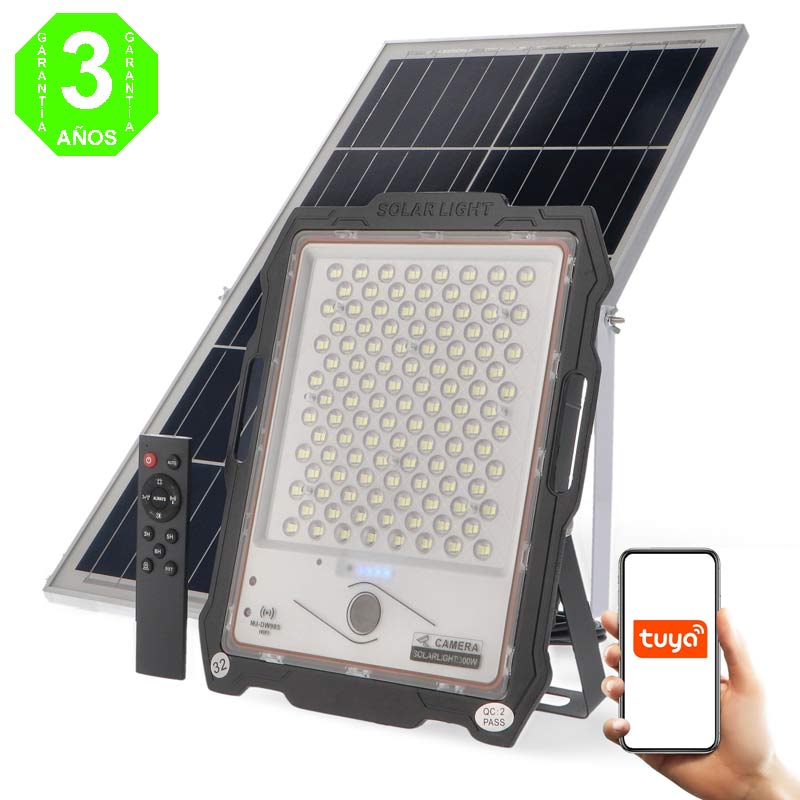 Foco Proyector LED SOLAR con Cámara Jeff 300W Sensor + Control Remoto + App + Wifi [AL6595LM]