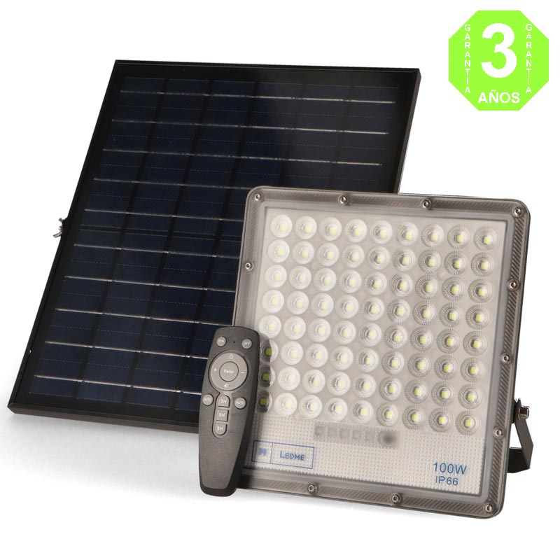 Foco Proyector LED SOLAR Bari 100W Dsc IP66 Sensor + Control Remoto + Panel [AL6853LM]